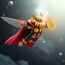 3D Thor fly with a bitcoin