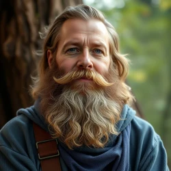 A kind man with long beard. Be as realistic as you can