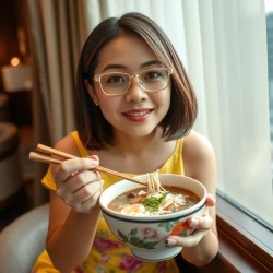 Nini Lee: eating pho noodle soup in 5 stars luxury hotel 